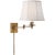 Traditional Visual Comfort Signature Triple Swing Arm Wall Lamp in Hand-Rubbed Antique Brass with Linen Shade For Sale - Image 3 of 3