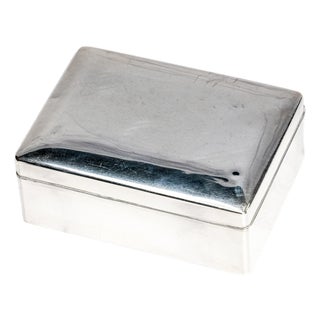 Luxurious Minimalist Small Antique Sterling Silver Trinket Jewelry Box Asian Style Home Decor For Sale