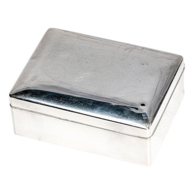 Luxurious Minimalist Small Antique Sterling Silver Trinket Jewelry Box Asian Style Home Decor For Sale