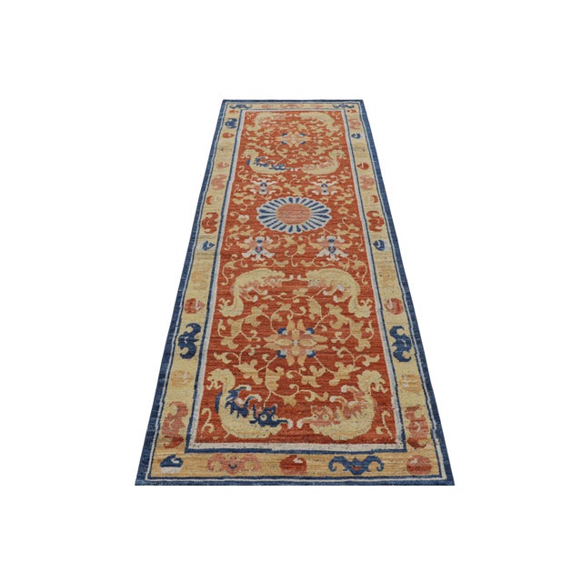 2010s Rug & Kilim’s Chinese Style Runner Rug in Burnt Orange With Kirin Pictorials For Sale - Image 5 of 7