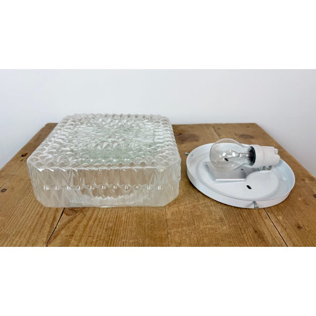 White Vintage Glass Wall or Ceiling Light, 1970s For Sale - Image 8 of 16