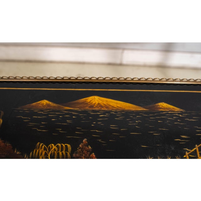 Scarborough House Hand Painted Chinoiserie Ebony & Gilt Gold Console Table For Sale - Image 11 of 18
