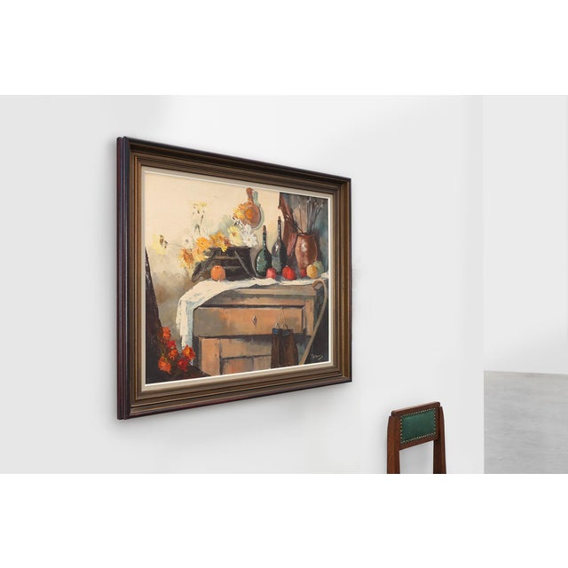 Mid 20th Century J. Geurts, Still Life with Fruit and Flowers, 1960s, Oil Painting on Canvas For Sale - Image 5 of 11