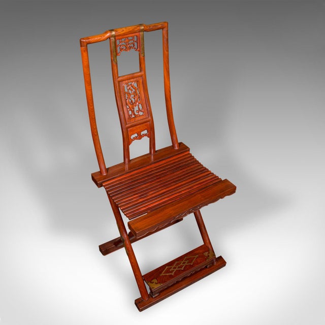 Vintage Folding Veranda Chair, Oriental, Teak Campaign Seat, Art Deco, c.1930 For Sale - Image 6 of 12