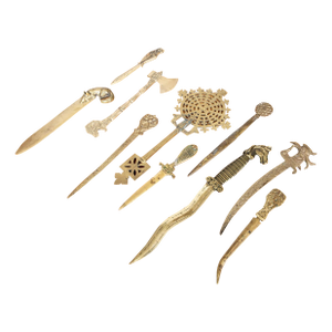 Collection of Vintage Brass Ornate Letter Openers- Set of 10