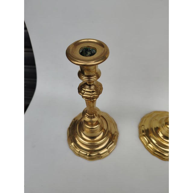 Regency Brass Candlesticks, 1700s, Set of 2 For Sale - Image 5 of 17