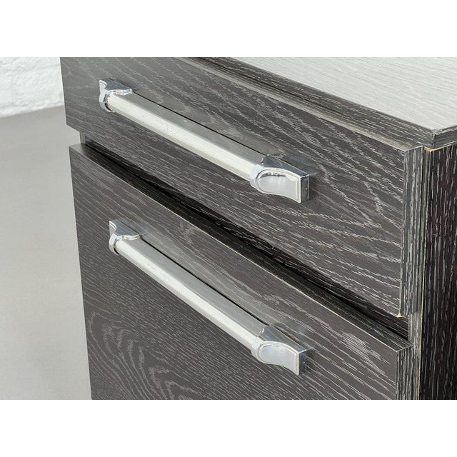 Vintage Black Wooden and Chrome Bedside Tables, 1970s, Set of 2 For Sale - Image 6 of 8