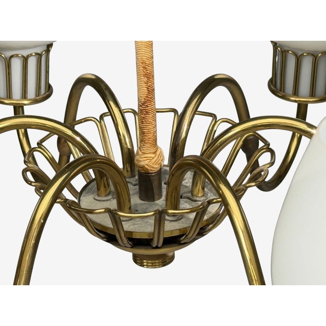 1960s Danish Modern, Chandelier, Brass, String, Glass For Sale - Image 10 of 13
