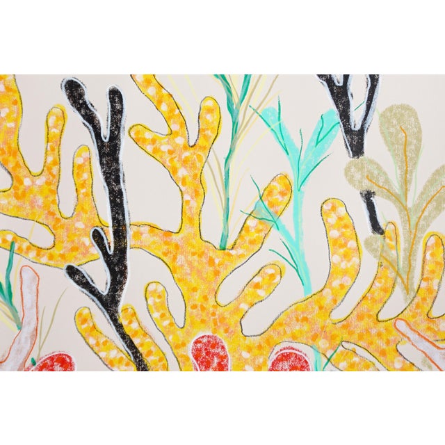 2025, Primary Tones Coral Garden, Illustration Style Painting of Coral Reef, Gouache Crayon on Watercolor Paper by Romina Milano For Sale - Image 10 of 11