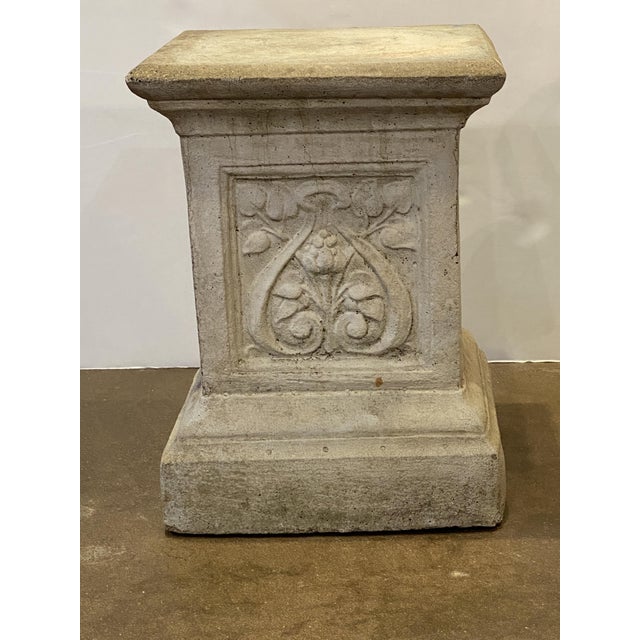 English Garden Stone Pedestal or Plinth With Foliate Motif For Sale - Image 4 of 8