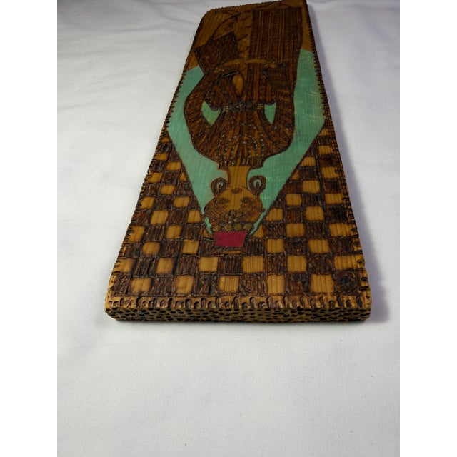 Mid-Century Turkish Pyrography Panel of an Ottoman Lady, İstanbul Olgunlaşma Enstitüsü For Sale - Image 4 of 16
