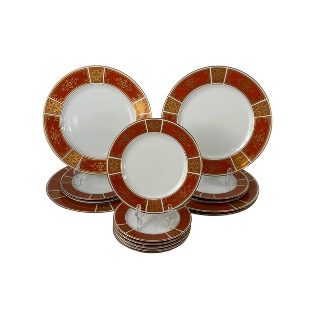 Ceramic 1970s Sango Cumberland Japanese Paprika & Gold Porcelain Dinnerware 15 Pieces For Sale - Image 7 of 8