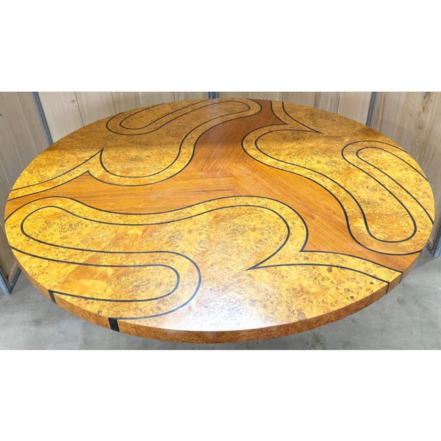 Organic Modern Burl Wood Inlaid Tree Circular Table, Style of Wendell Castle For Sale - Image 6 of 9