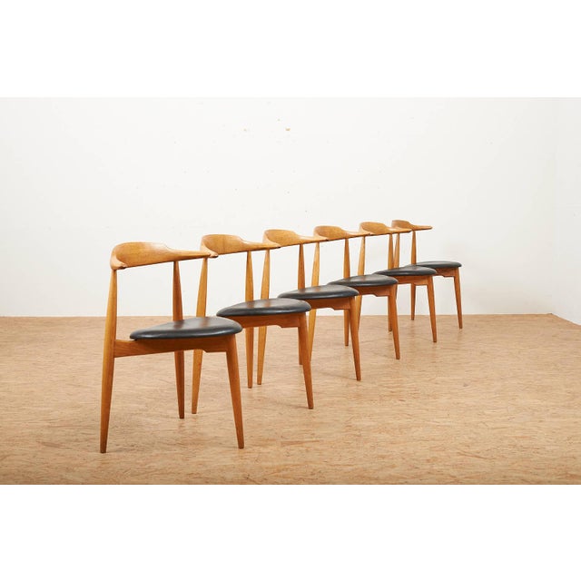 Heart Chair FH 4103 in Oak Frame by Hans J. Wegner for Fritz Hansen, 1952, Set of 6 For Sale - Image 3 of 13