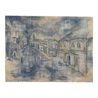 "Rue De Lyon" Abstract Architectural Mixed-Media Painting on Canvas by Louis Shields, 2020 For Sale