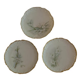 1900s Set of 3 6” Limoges Bread and Butter Plates From Gda For Sale