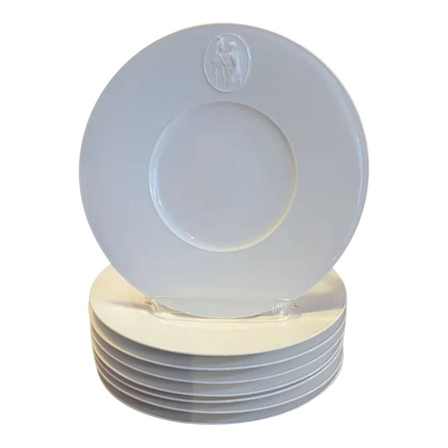 1930s Set of 8 Kpm Arkadia Pattern Salad Plates Designed by Siegmund Schulz and Trude Petri For Sale