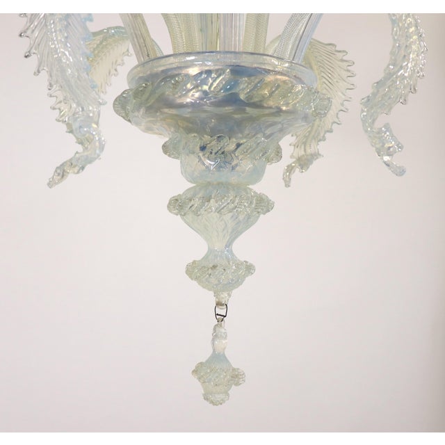 Transparent Vintage Baroque Style Four Arm Opaline Murano Chandelier For Sale - Image 8 of 12