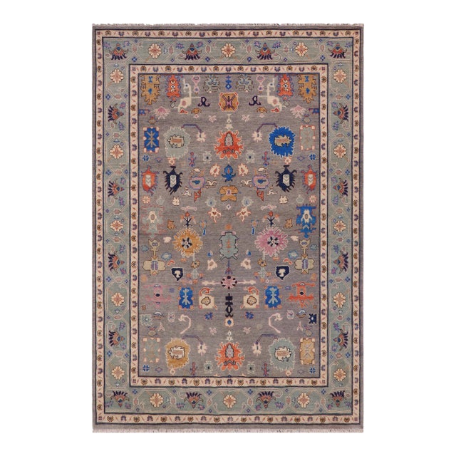 Boho Chic Oushak Braxton Gray/Blue Wool Rug - 8'4'' X 11'3'' For Sale