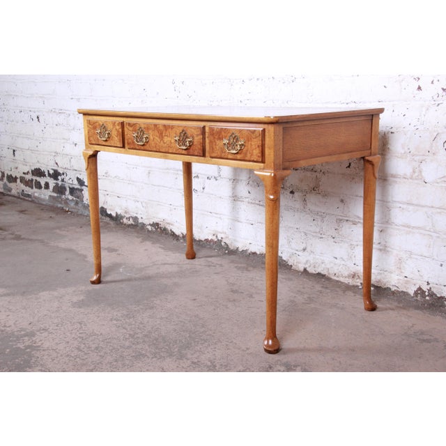 Baker Furniture Queen Anne Burl Wood Writing Desk Chairish