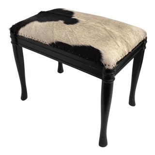 Black Painted Bench W/ Goat Hide Upholstery For Sale