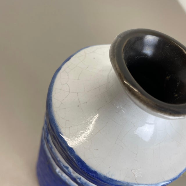 Blue Fat Lava Ceramic Pottery Vase by Veb Haldensleben, GDR Germany, 1970s For Sale - Image 8 of 18