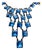 Antique Czech Glass 1920s Art Deco Cascading Sterling Silver Prong Set Blue Necklace For Sale