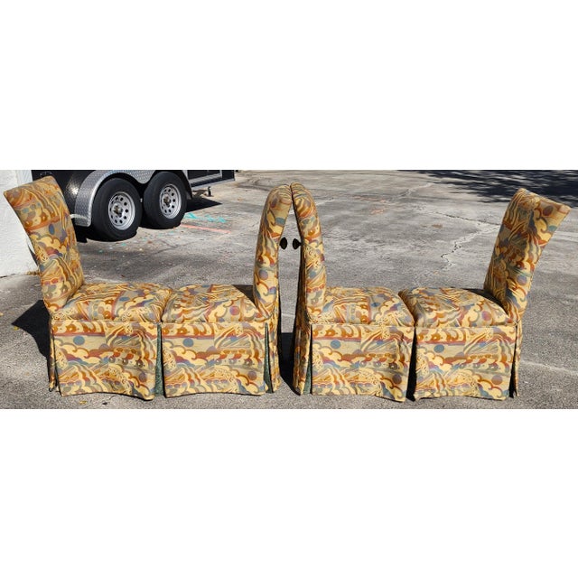 Draped Parsons Dining Chairs - Set of 4 For Sale - Image 11 of 17