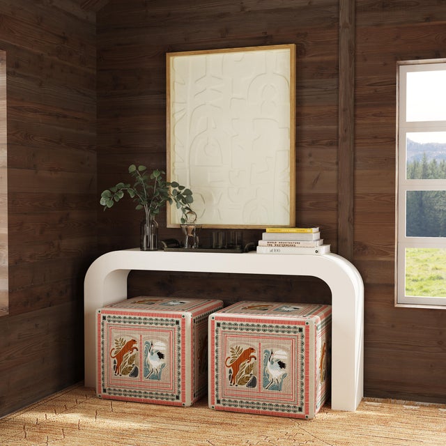 Cube Ottoman in Fauna Multi | Chairish
