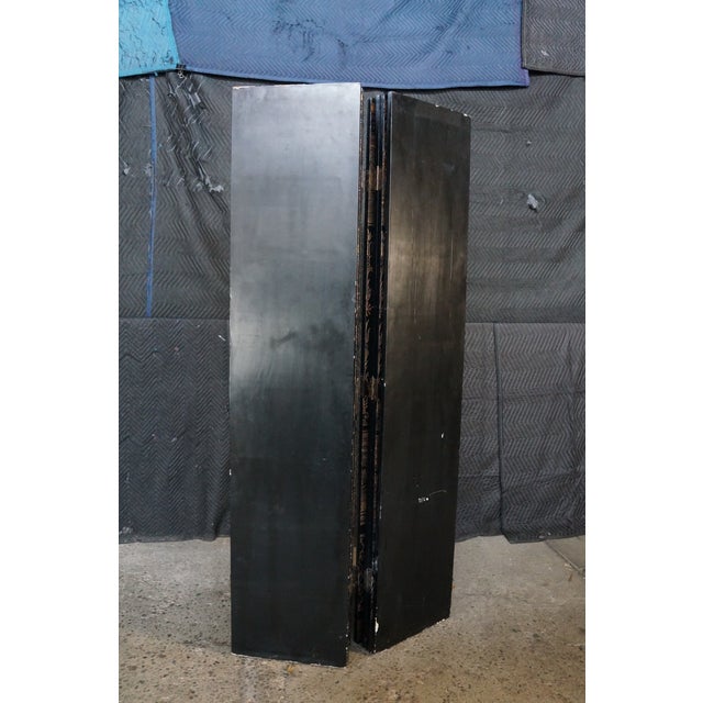 Vintage Chinoiserie Black Lacquer 8 Panel Folding Screen Room Divider 144" For Sale - Image 14 of 18