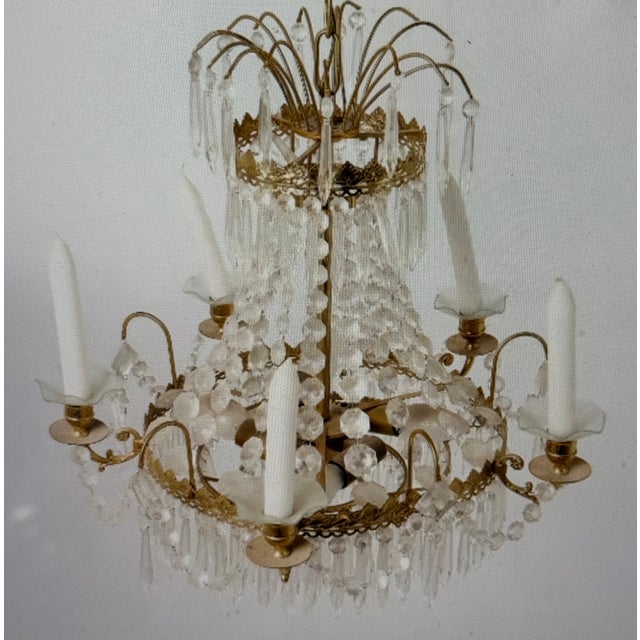 Gustavian (Swedish) Crystal Prism Chandelier, 1970s For Sale - Image 3 of 7