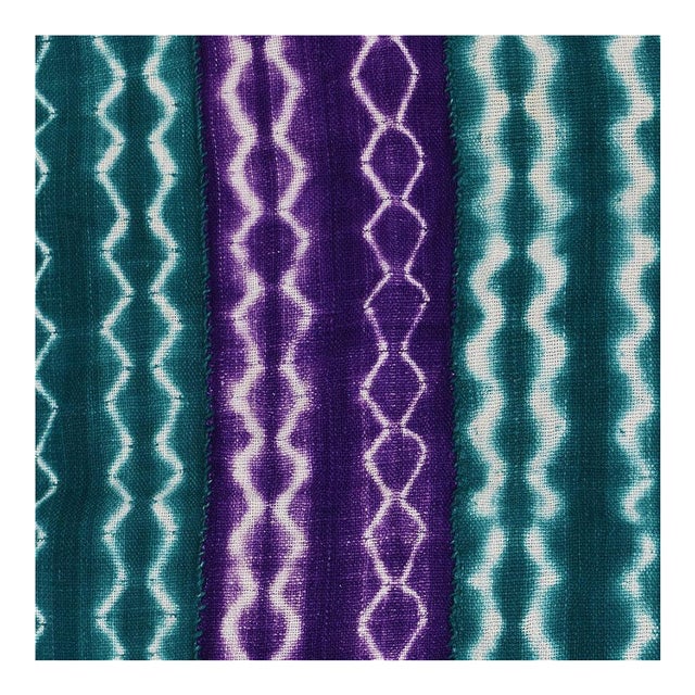 Early 20th Century Yoruba Tie-Dyed Textile Purple and Green Nigeria 63x38 inch For Sale