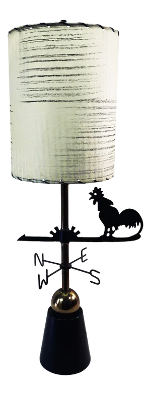Vintage 1950s Mid-Century Modern Schaffer Co. Rooster Blackened Brass Lamp with Original Shade Bk. New York