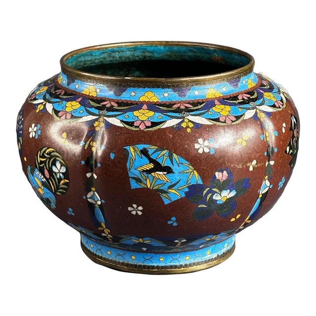 Antique Japanese Cloisonne Cache-Pot, 19th Century For Sale - Image 11 of 11