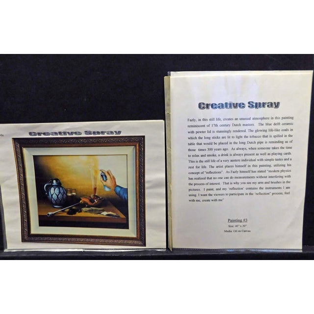 Beige Fazly (Fazoil Ataullakhanov) "Creative Spray" Original Oil on Canvas Hand Signed For Sale - Image 8 of 11