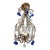 Pair Antique Victorian Chandelier With Amber and Cobalt Floral Crystal Pendants For Sale