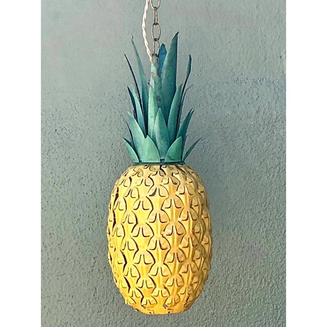 Vintage Metal Pineapple Pendant Light For Sale - Image 10 of 12
