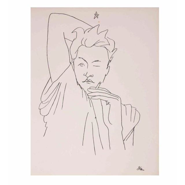 Lithograph on vélin pur fil des Papeteries du Marais, realized by Cocteau in 1929. Belongs to the suite "25 Dessins d'Un...