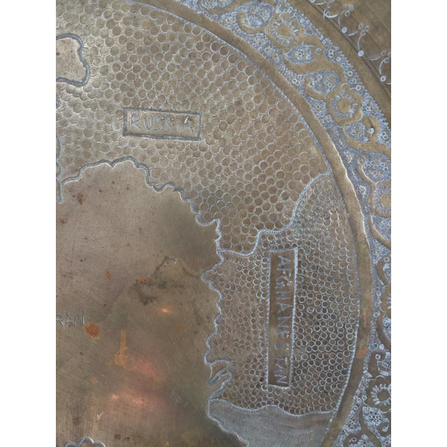 Vintage Brass Tray With Middle Eastern Map Design For Sale In Providence - Image 6 of 10