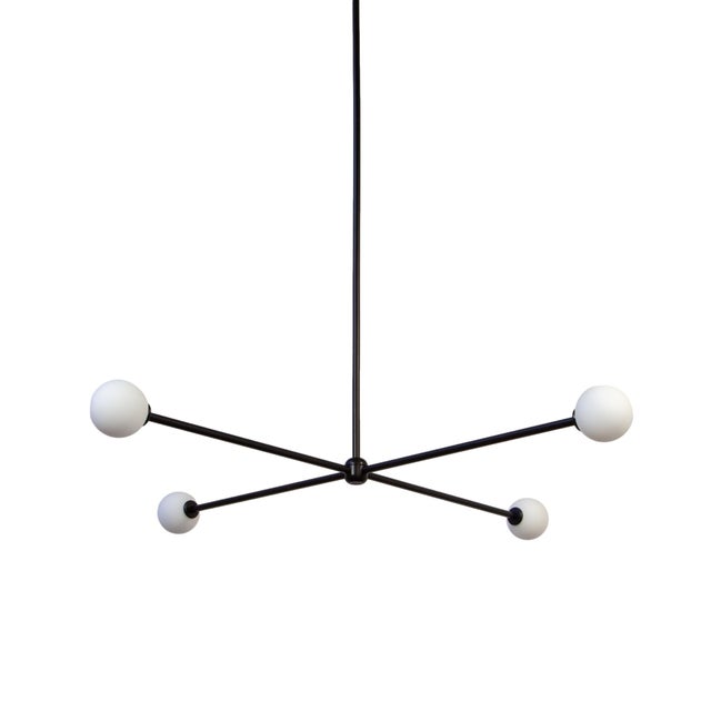 Globe 4 Chandelier, Black, Modern, 3 Inches Glass Globes, by Research.Lighting, Modern, Minimal Hanging Light, Floor Model For Sale - Image 11 of 11