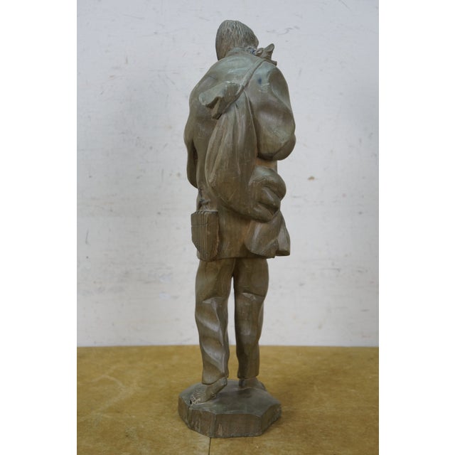 Vintage Carved Folk Art Tramp Hobo Barefoot Homeless Man Figurine 16" For Sale - Image 4 of 14