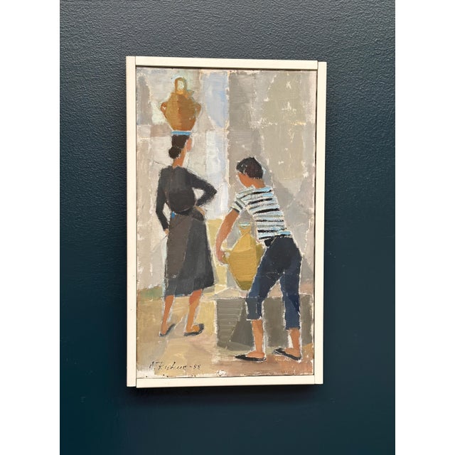 Dorothy Ruhne, Figures with Vessels, 1960s, Oil on Canvas, Framed For Sale - Image 12 of 12