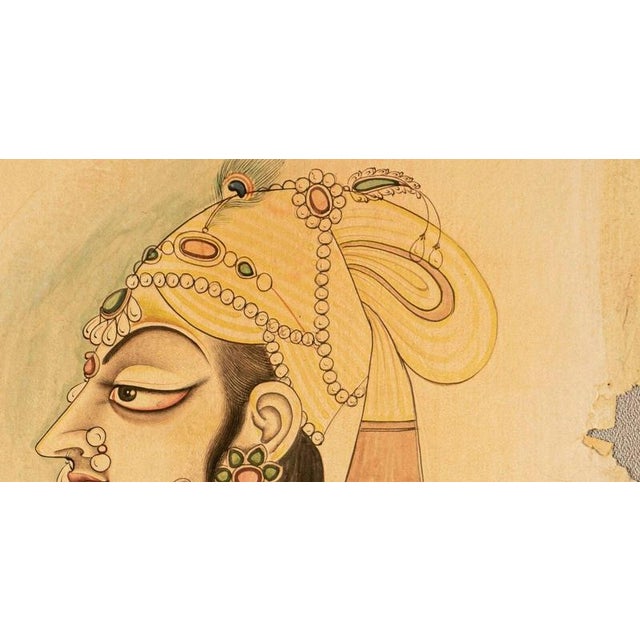 Indian Mughal School, Portrait Miniature of a Princess, 18th Century, Gouache For Sale - Image 3 of 7