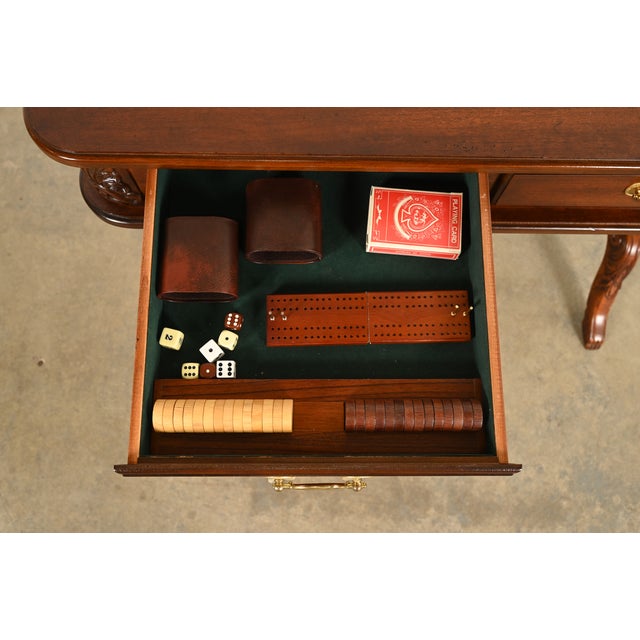 Baker Furniture Style American Empire Carved Mahogany Game Table or Occasional Table, Circa 1970s For Sale - Image 10 of 15