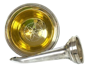 Victorian Elkington & Co. Electroplated Wine Funnel with Gilt Bowl, Dated 1853