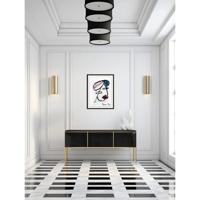 One-of-a-kind Original Oil and pencil Painting 'Female portrait' #4 over a poem by Walter Whitman. Original artwork by...
