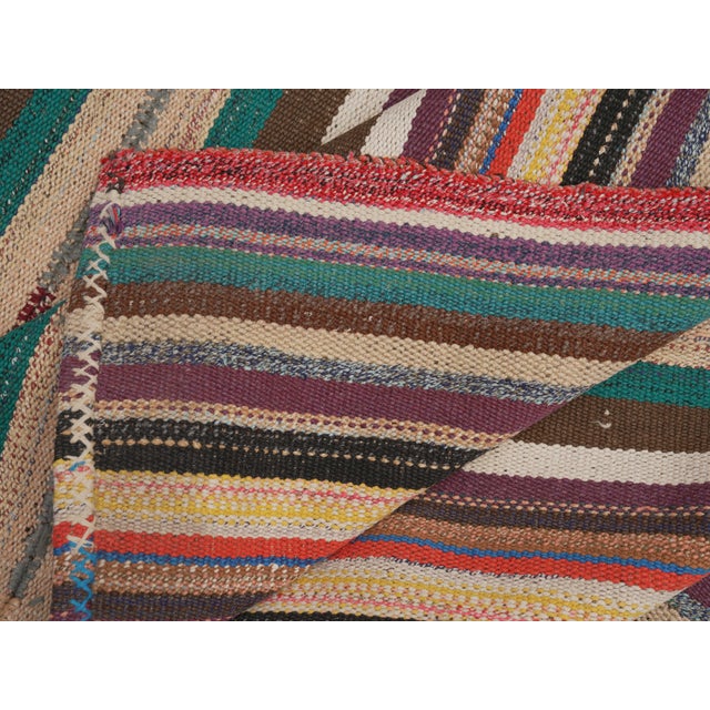 1970s Vintage Handmade Wool Cotton Multicolor Kilim Rug For Sale - Image 11 of 11