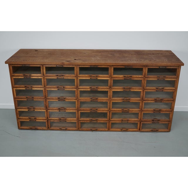 Vintage Dutch Oak Haberdashery Shop Cabinet, 1930s For Sale - Image 17 of 18