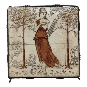 “Greek Musicians in an Orange Grove” Aesthetic Movement Tile / Trivet