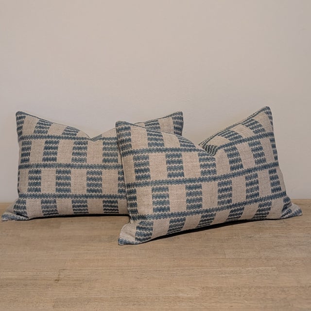 Not Yet Made - Made To Order Fermoie Cove Lumbars in Blue - Pair For Sale - Image 5 of 6